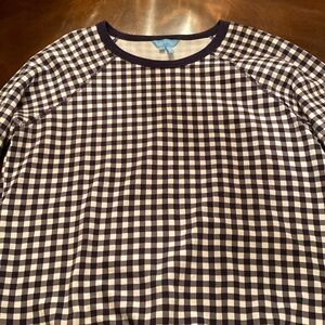 Draper James women size L crew neck navy and white gingham sweatshirt